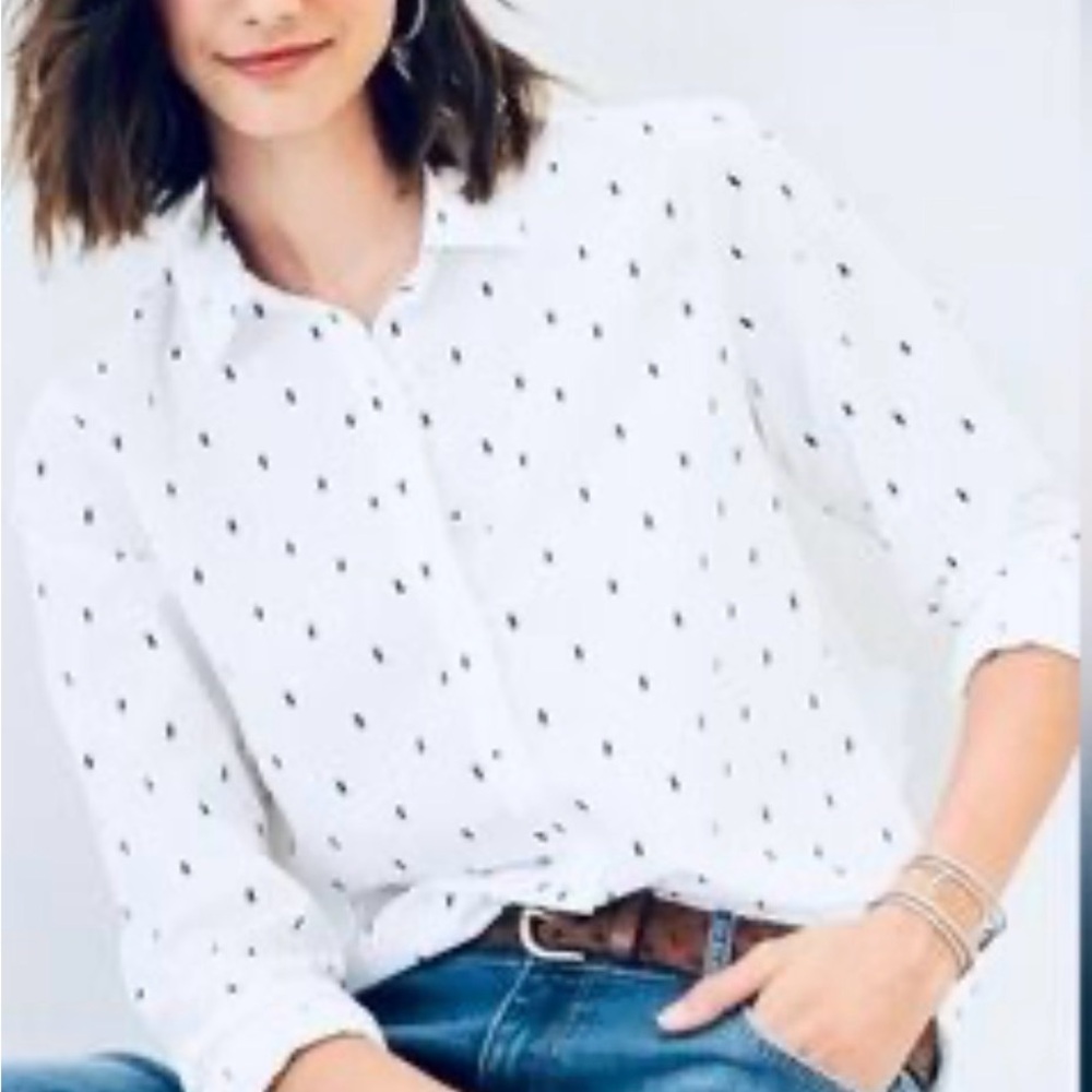 Garnet Hill classic Polka Dot Blouse - Picture 2 of 7